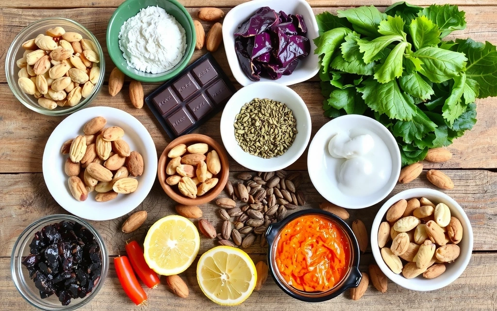 Ποικιλία υγιεινών τροφών πλούσιων σε μέταλλα